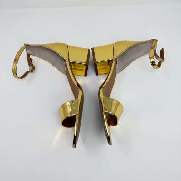 Steve Madden Irenee Metallic Gold 2-Inch Block Heel Ankle-Strap Sandals Size 9.5 - Picture 12 of 15